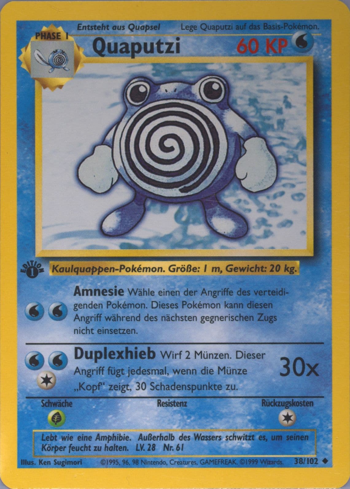 Quaputzi 1st Edition (38) 1999 Pokemon German