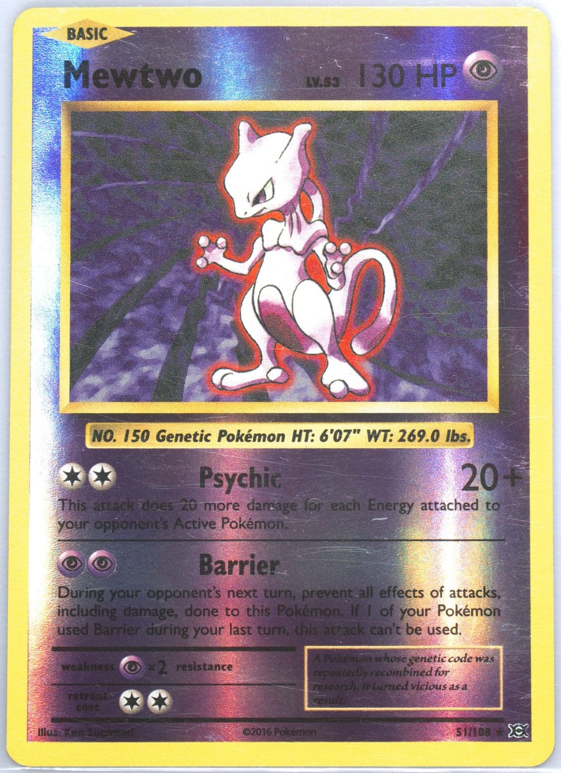 Mewtwo-Reverse Foil (51) 2016 Pokemon XY Evolutions