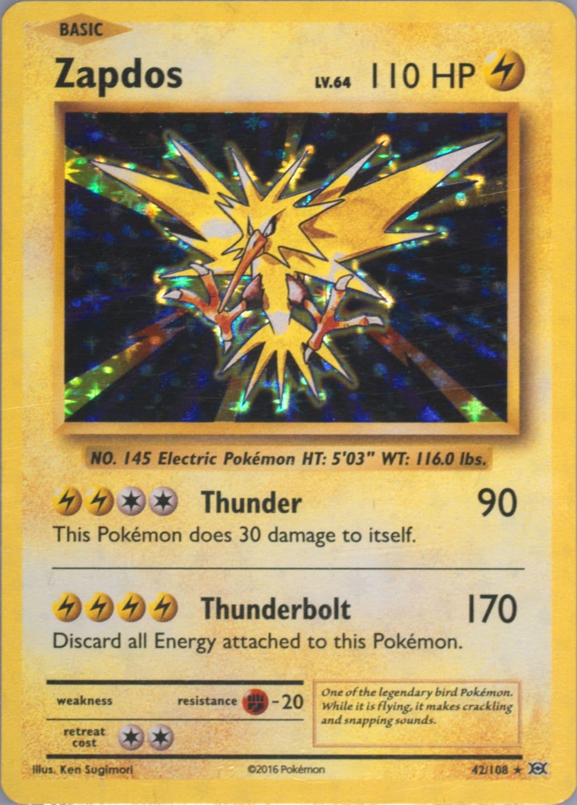 Zapdos-Holo (42) 2016 Pokemon XY Evolutions