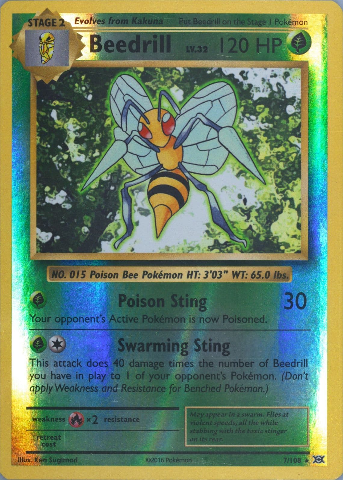 Beedrill-Reverse Foil (7) 2016 Pokemon XY Evolutions
