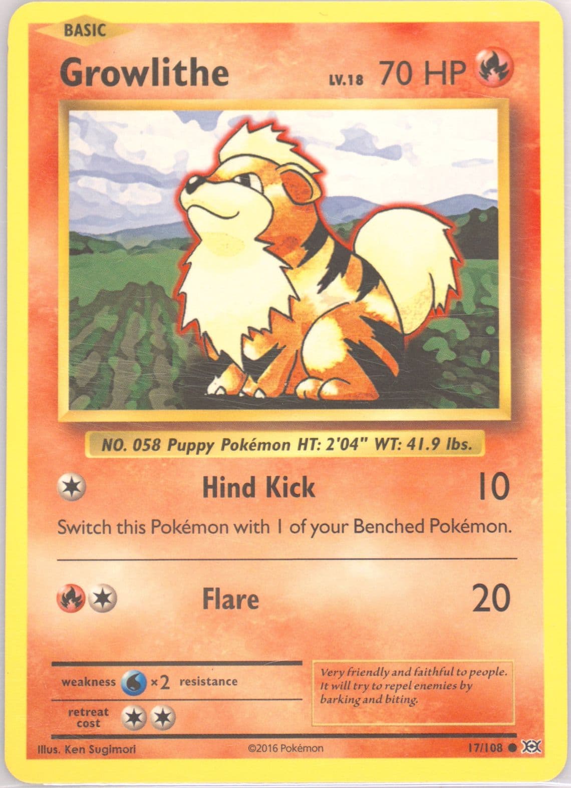 Growlithe (17) 2016 Pokemon XY Evolutions