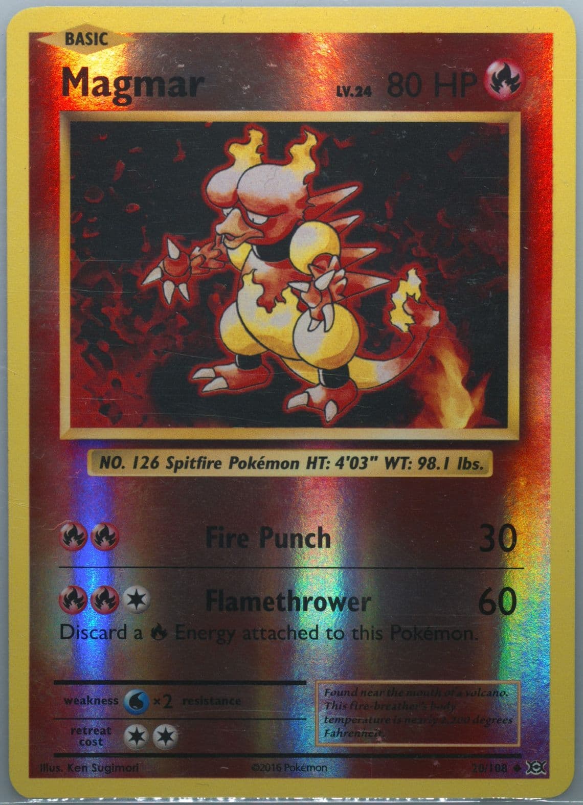 Magmar-Reverse Foil (20) 2016 Pokemon XY Evolutions