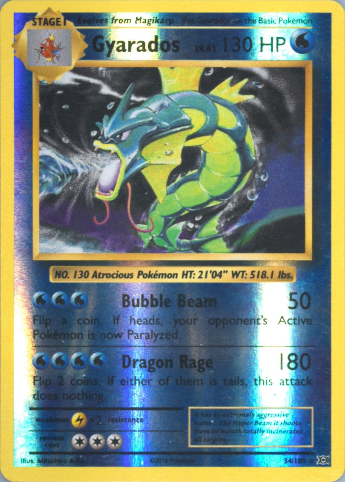 Gyarados-Reverse Foil (34) 2016 Pokemon XY Evolutions