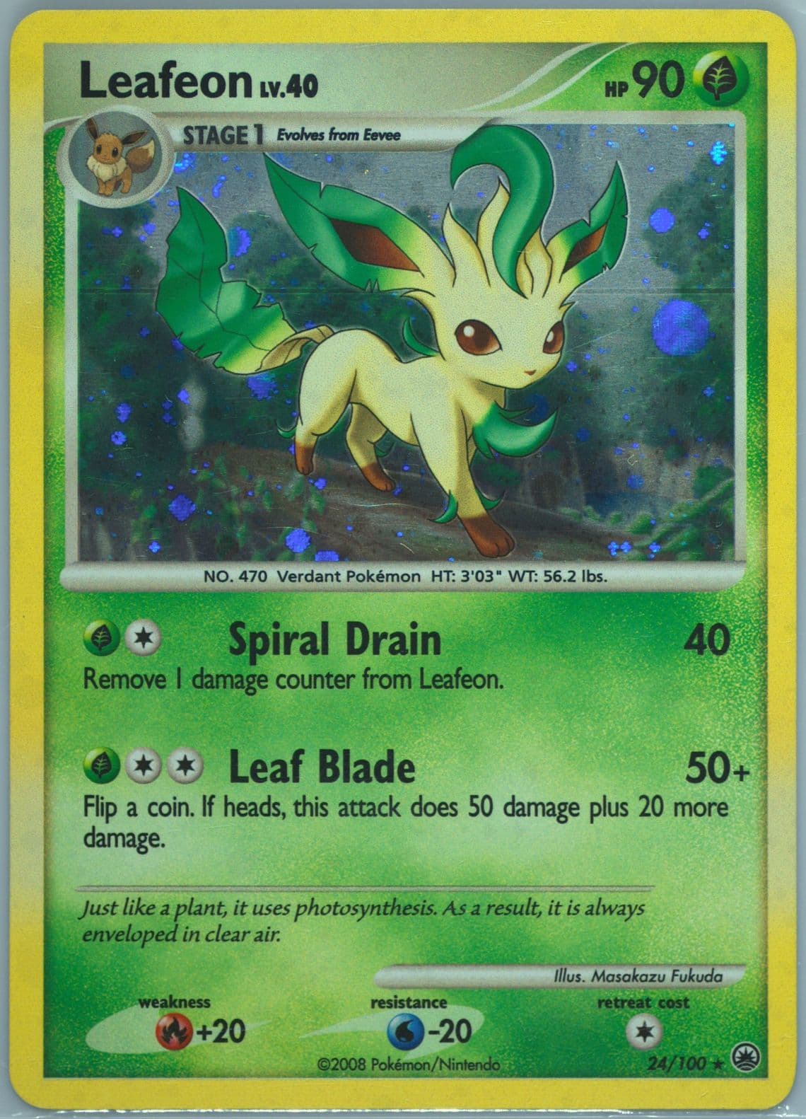 Leafeon-Holo Cosmos (24) 2008 Pokemon Diamond & Pearl Majestic Dawn