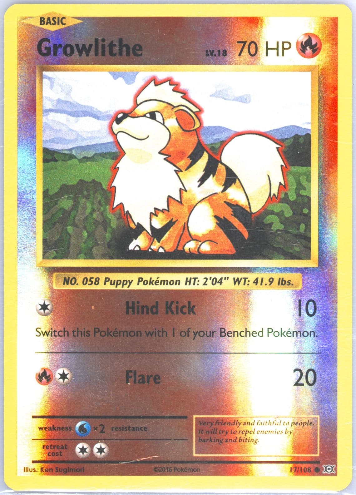 Growlithe-Reverse Foil (17) 2016 Pokemon XY Evolutions