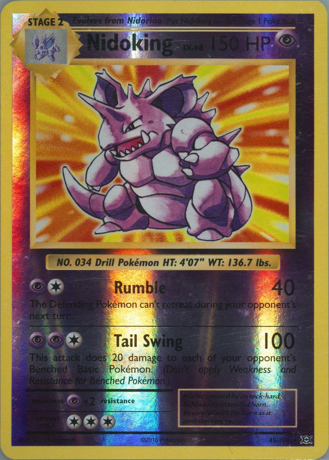 Nidoking-Reverse Foil (45) 2016 Pokemon XY Evolutions