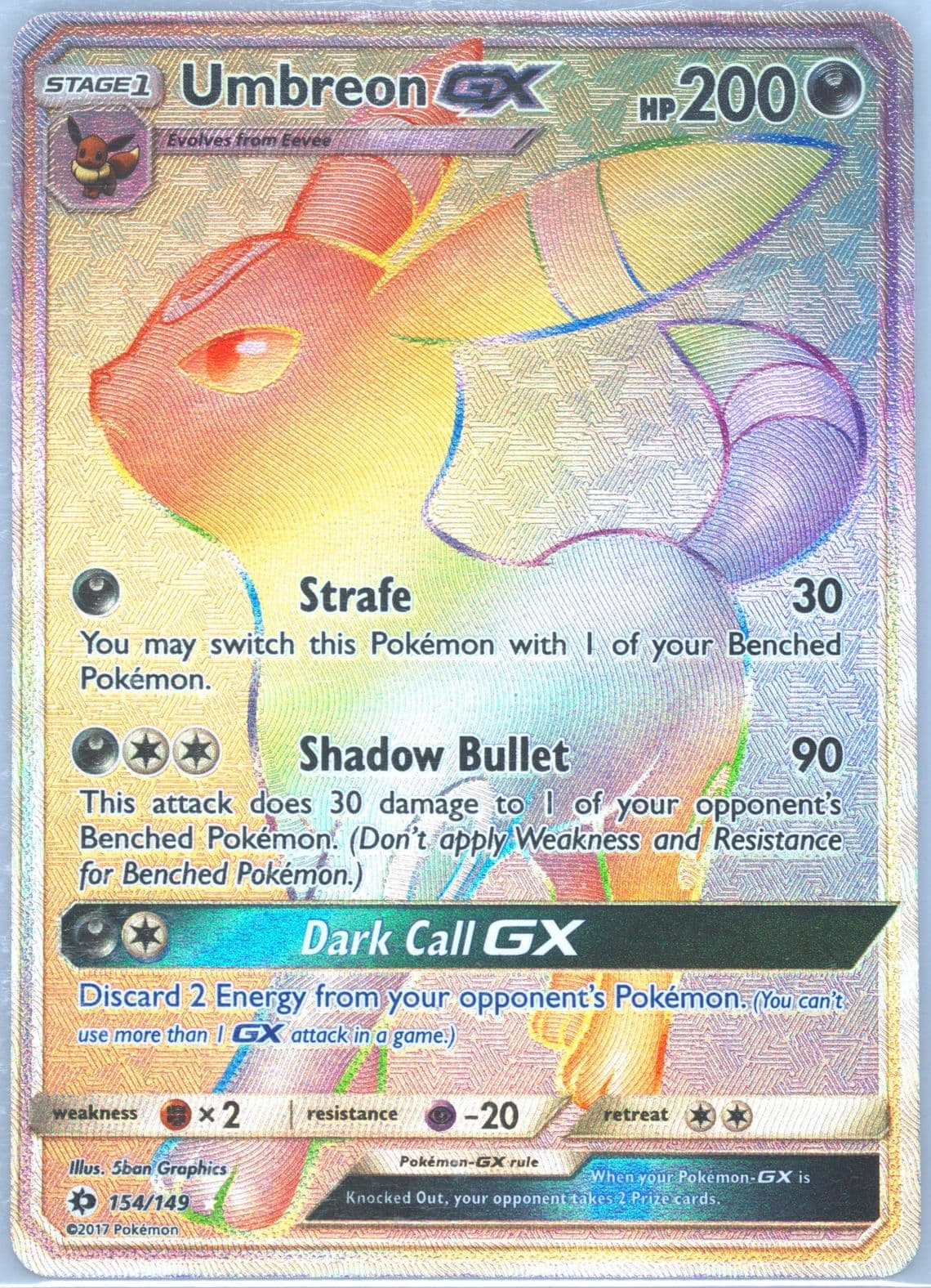 Full Art/Umbreon GX Secret (154) 2017 Pokemon Sun & Moon