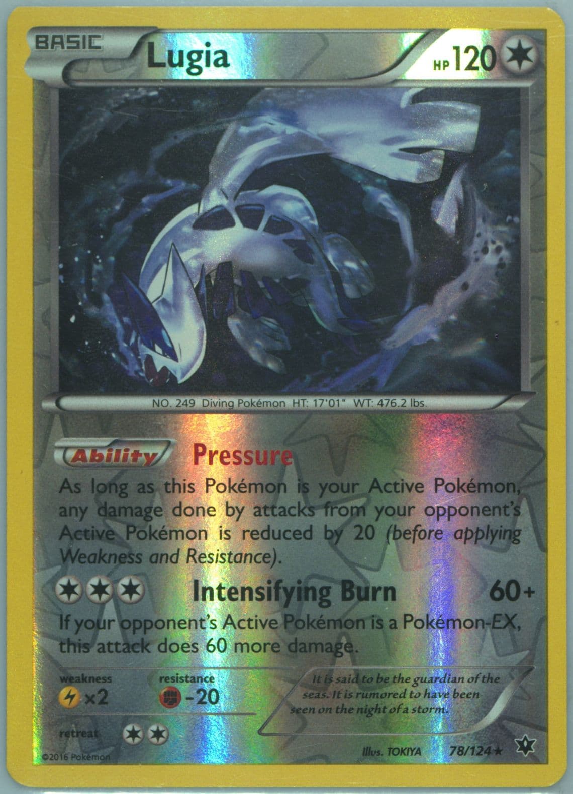 Lugia-Reverse Foil (78) 2016 Pokemon XY Fates Collide