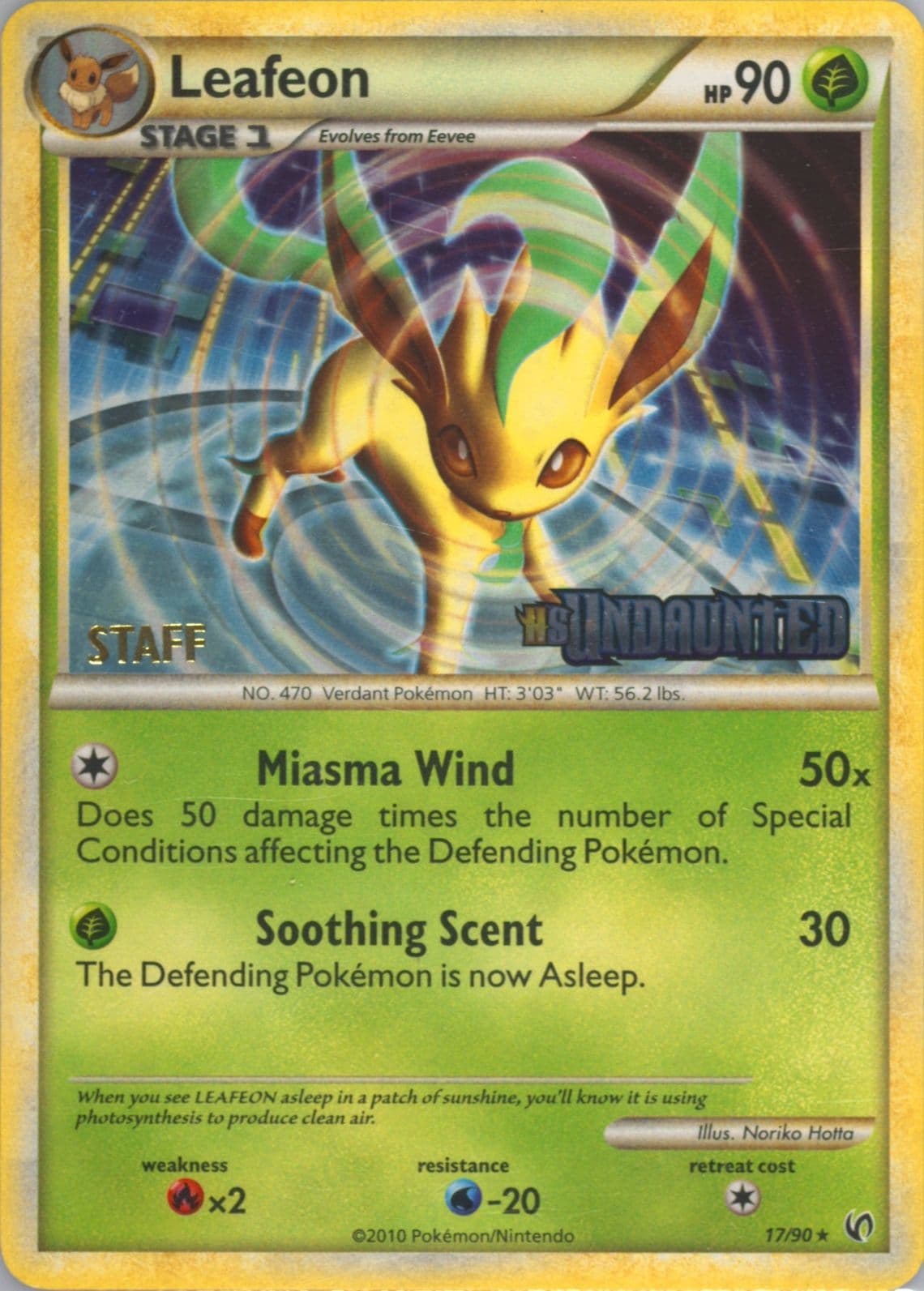 Leafeon-Holo Prerelease-Staff (17) 2010 Pokemon Heartgold & Soulsilver Undaunted