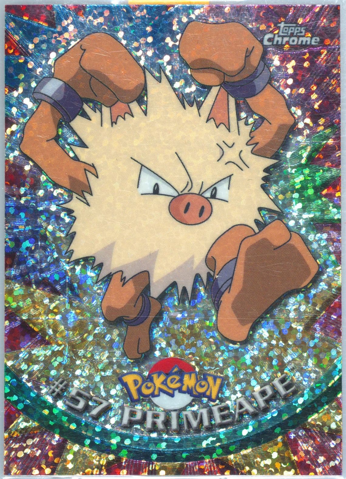 Primeape Sparkle (57) 2000 Topps Chrome Pokemon T.V.