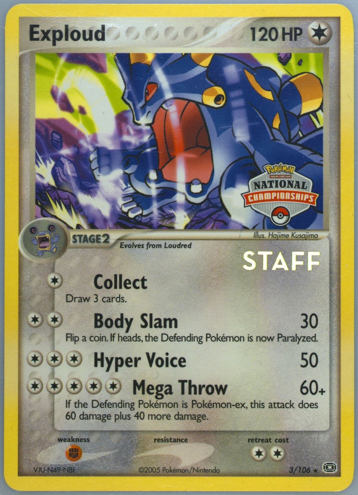 Exploud National Championships Staff (3) 2005 Pokemon EX Emerald