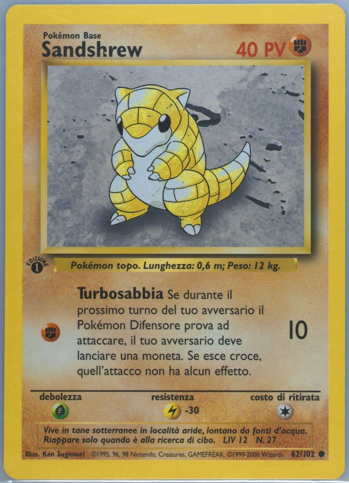 Sandshrew 1st Edition-Italian (62) 2000 Pokemon Game