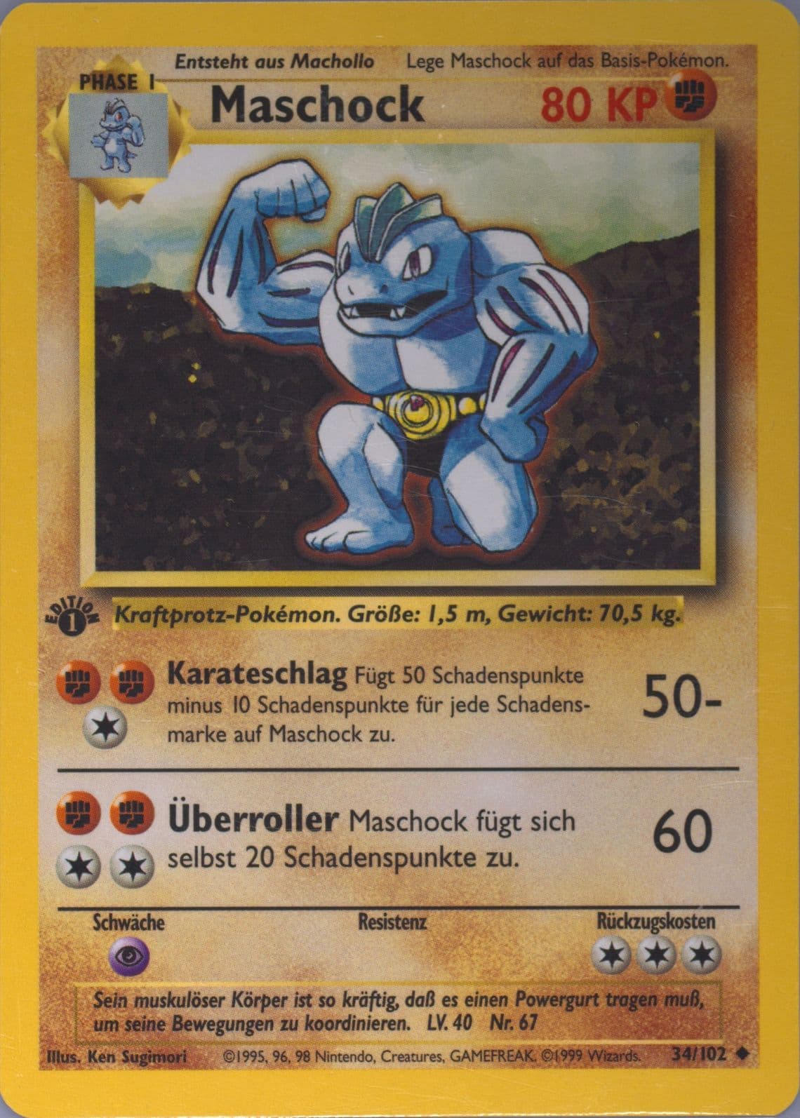 Maschock 1st Edition (34) 1999 Pokemon German
