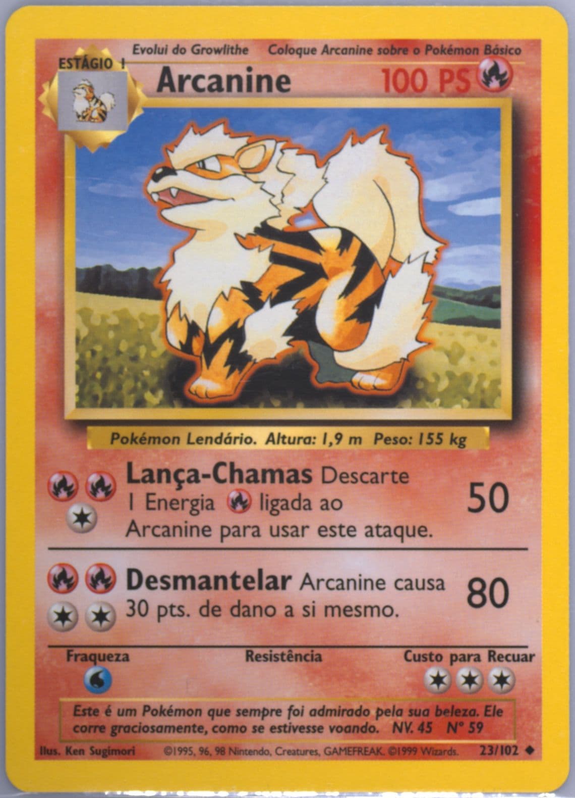 Arcanine (23) 1999 Pokemon Portuguese