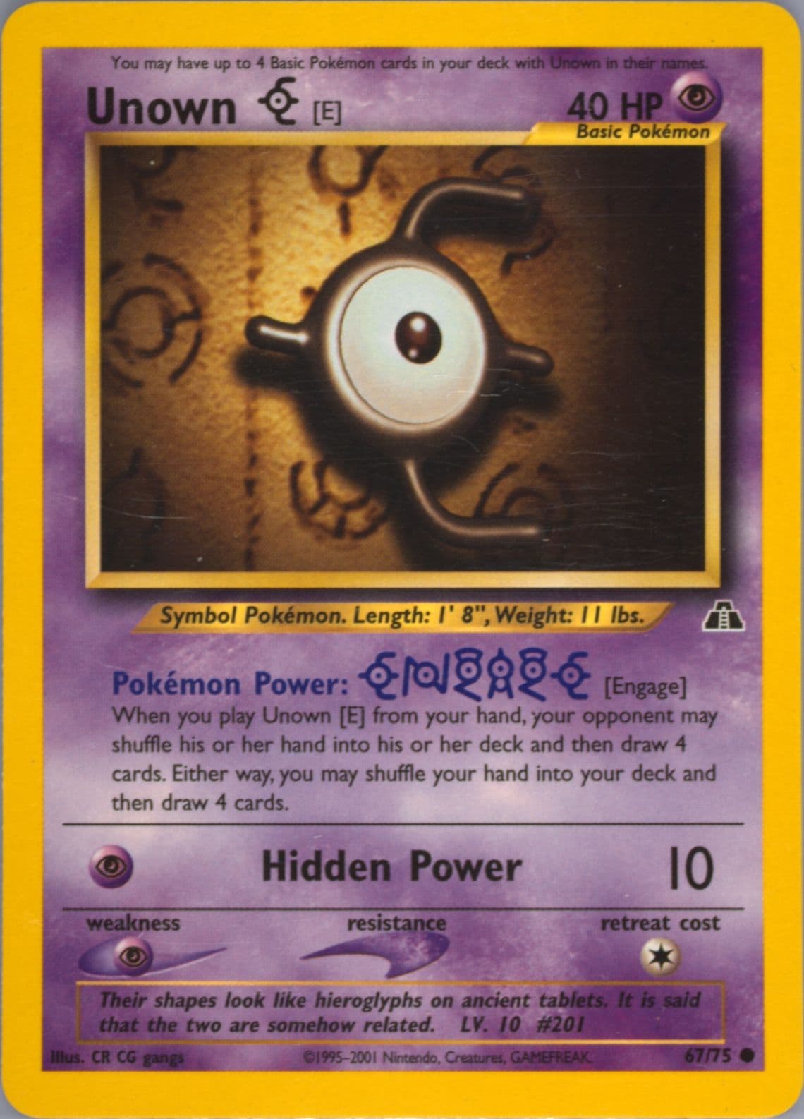 Unown E (67) 2001 Pokemon Neo Discovery