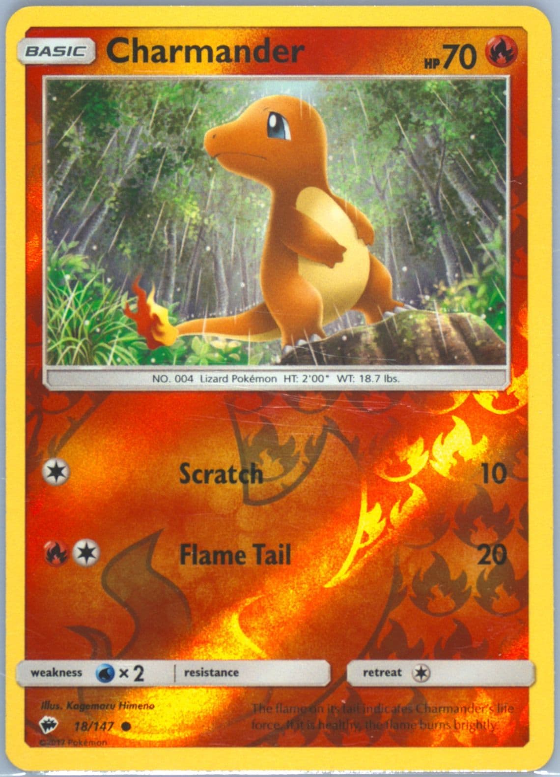 Charmander-Reverse Foil (18) 2017 Pokemon Sun & Moon Burning Shadows