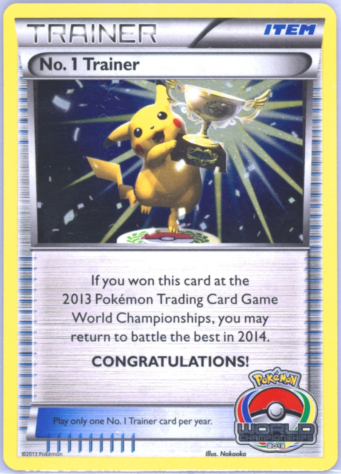 No. 1 Trainer Holo-World Championships 2013 Pokemon Promo