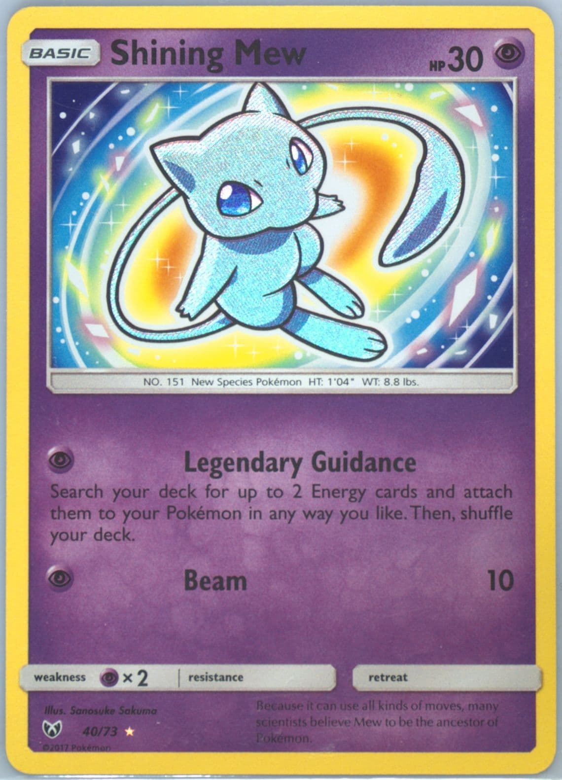 Shining Mew-Holo (40) 2017 Pokemon Sun & Moon Shining Legends