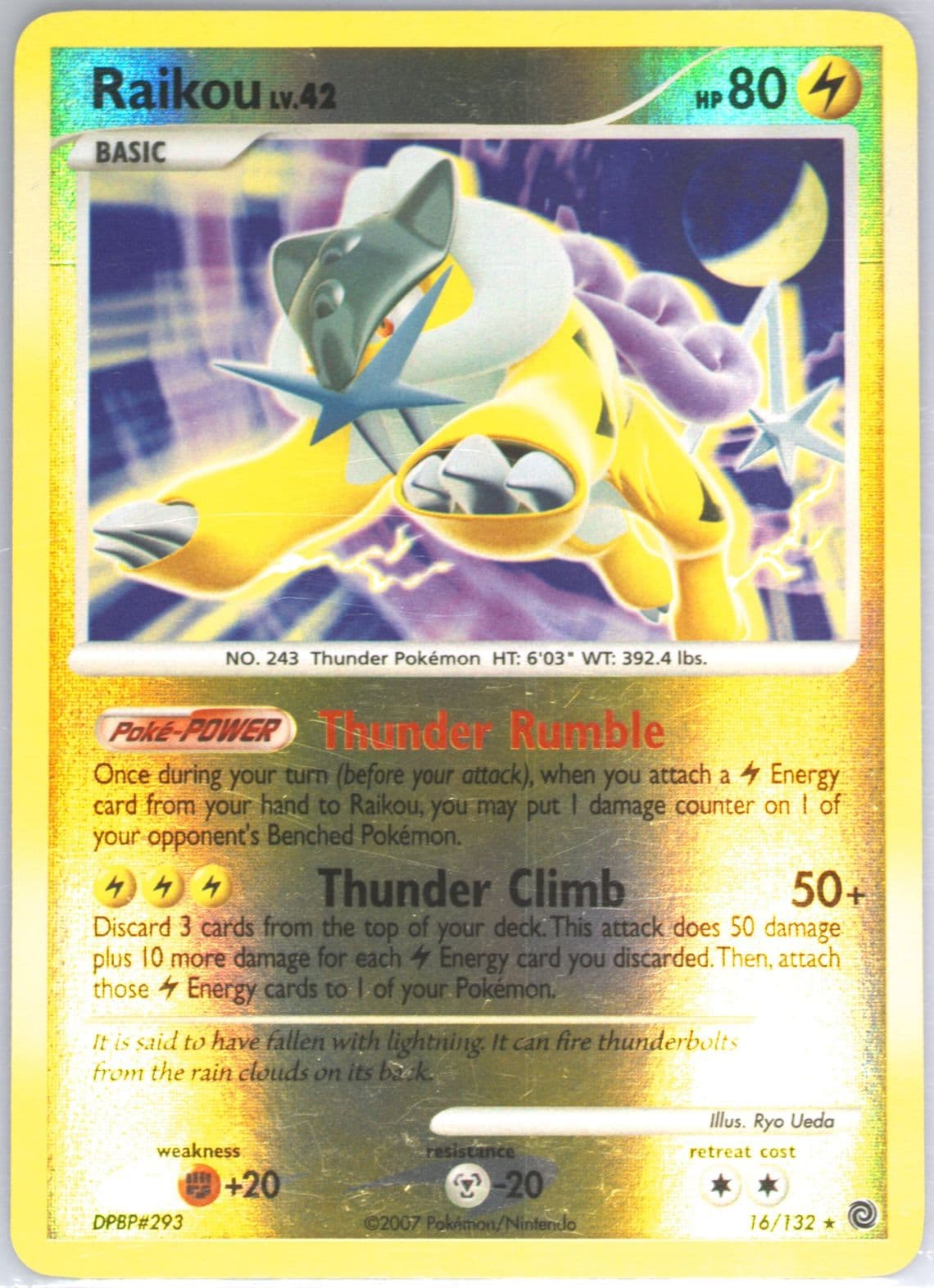 Raikou-Reverse Foil (16) 2007 Pokemon Diamond & Pearl Secret Wonders