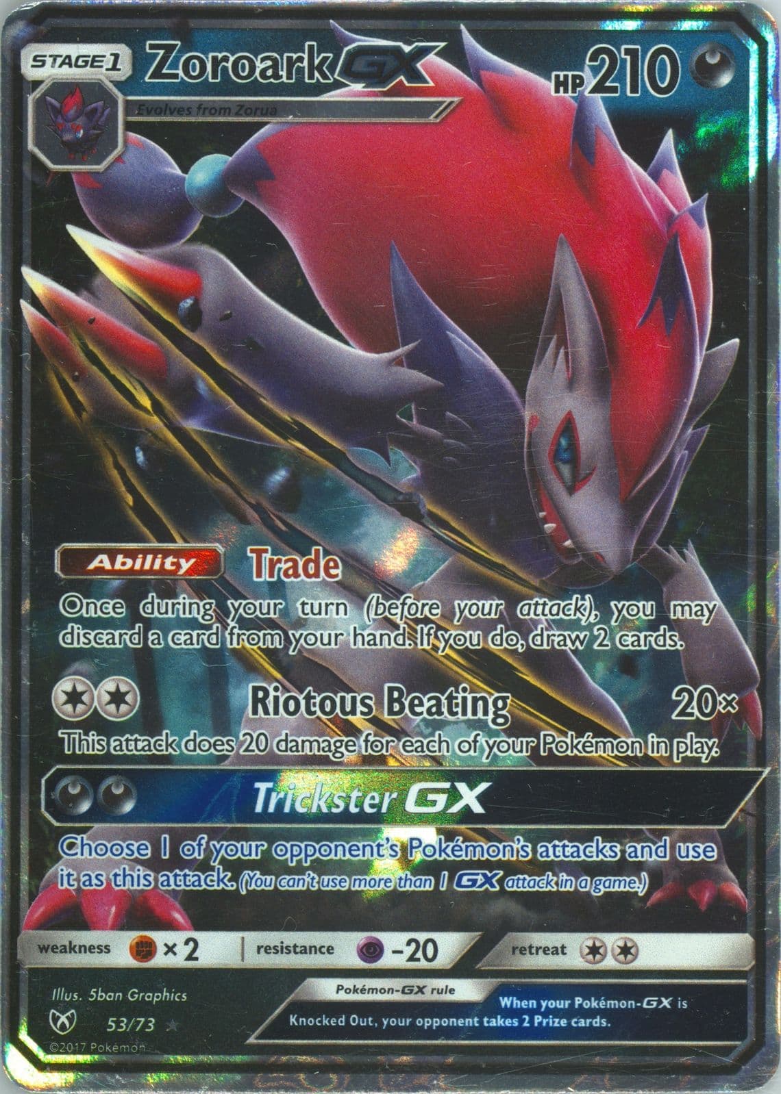 Zoroark GX (53) 2017 Pokemon Sun & Moon Shining Legends