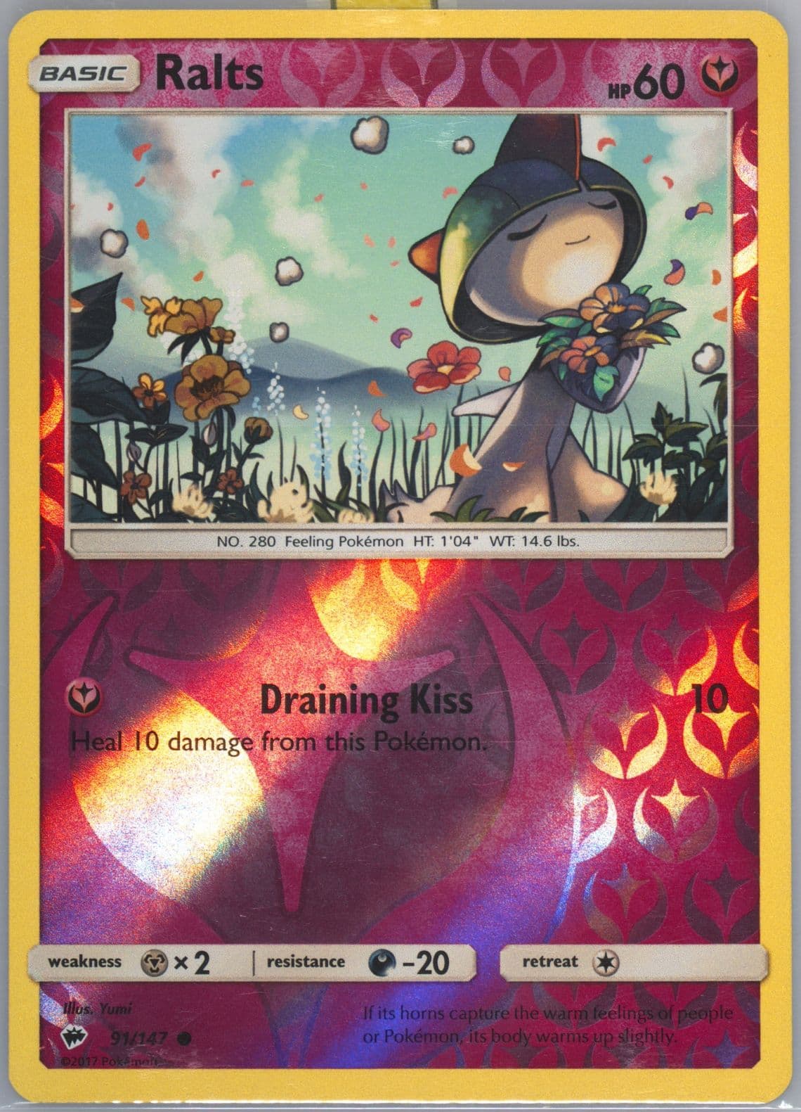 Ralts-Reverse Foil (91) 2017 Pokemon Sun & Moon Burning Shadows