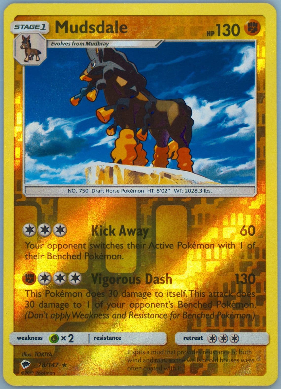 Mudsdale-Reverse Foil (78) 2017 Pokemon Sun & Moon Burning Shadows