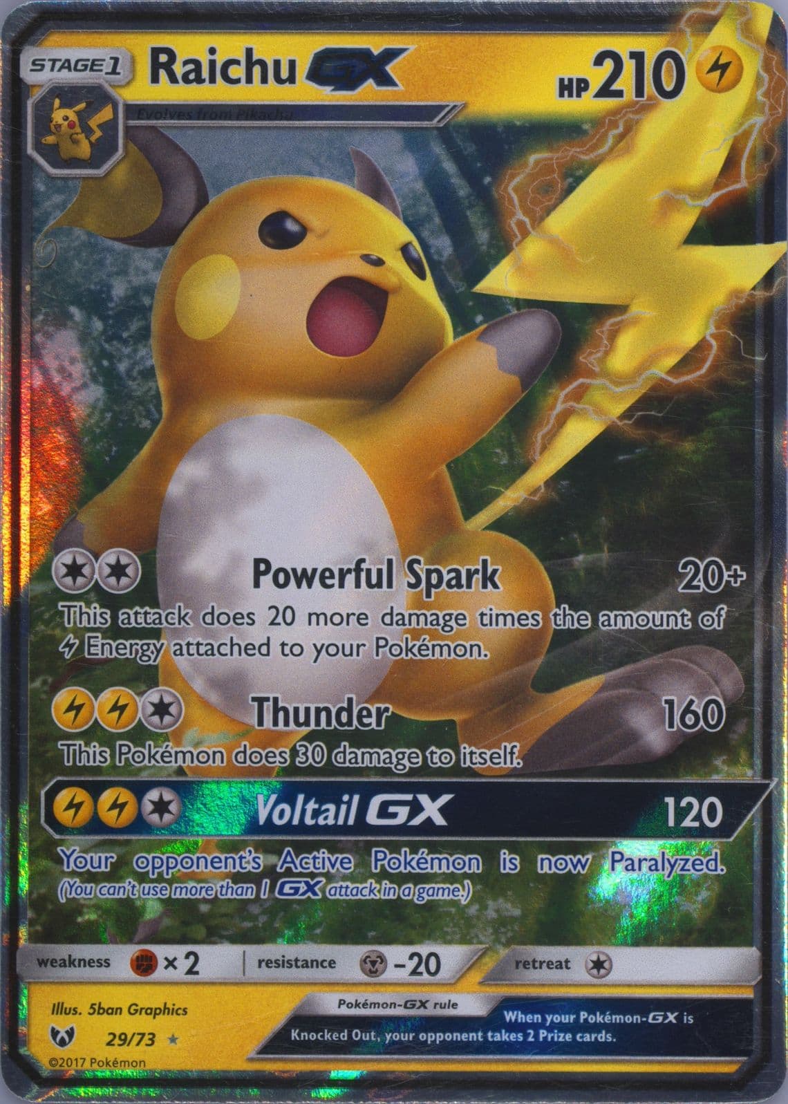 Raichu GX (29) 2017 Pokemon Sun & Moon Shining Legends