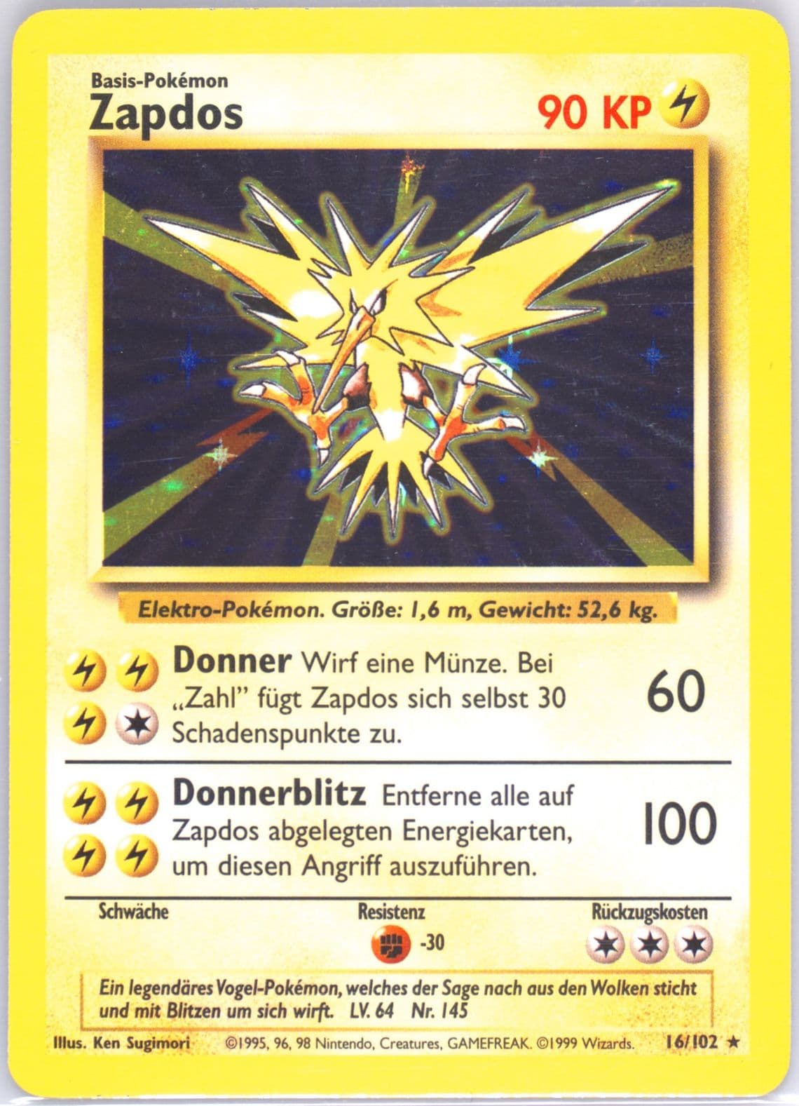 Zapdos-Holo (16) 1999 Pokemon German