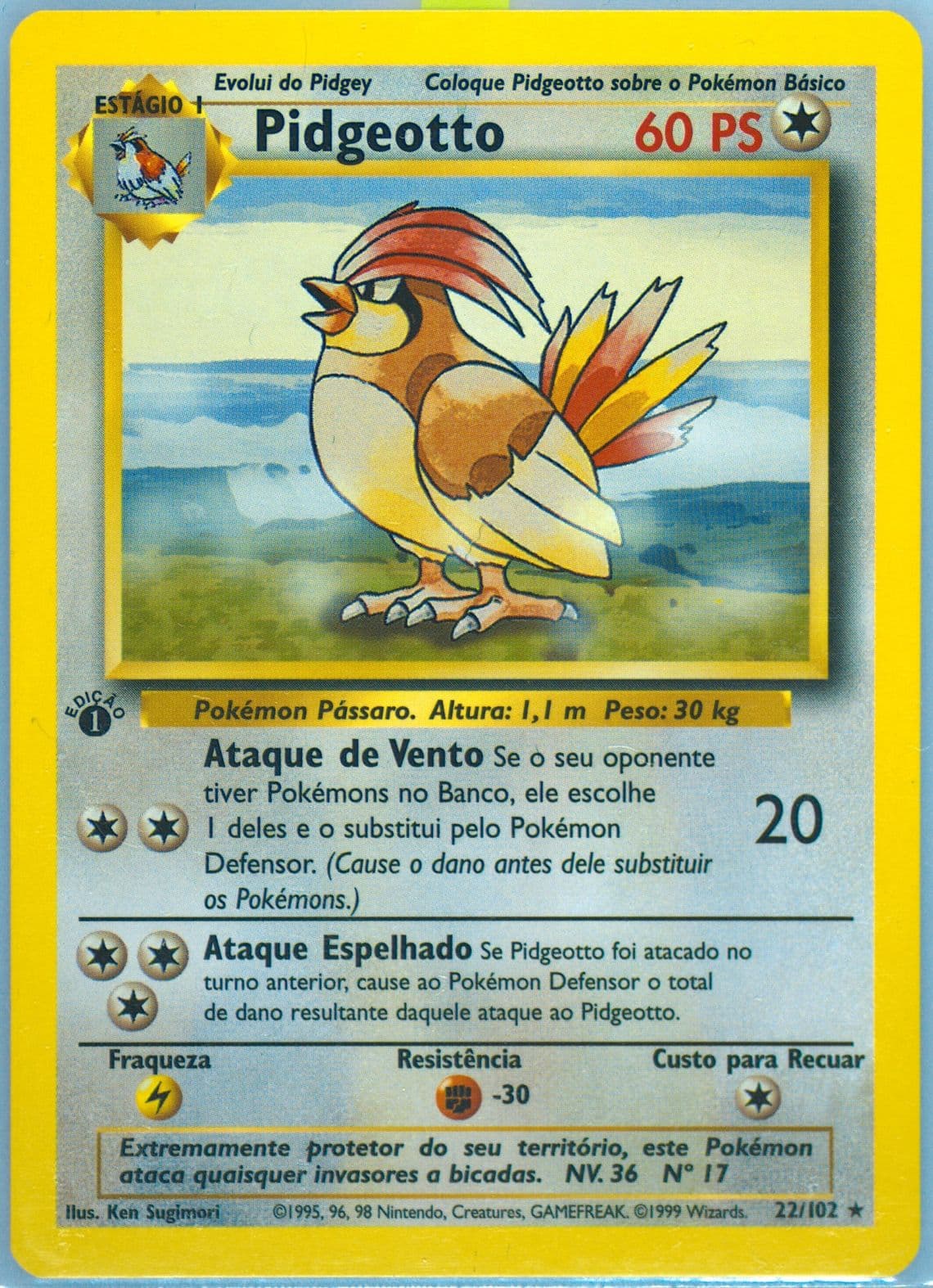 Pidgeotto 1st Edition (22) 1999 Pokemon Portuguese
