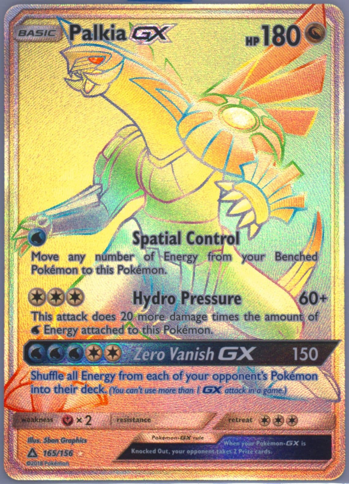 Full Art/Palkia GX Secret (165) 2018 Pokemon Sun & Moon Ultra Prism