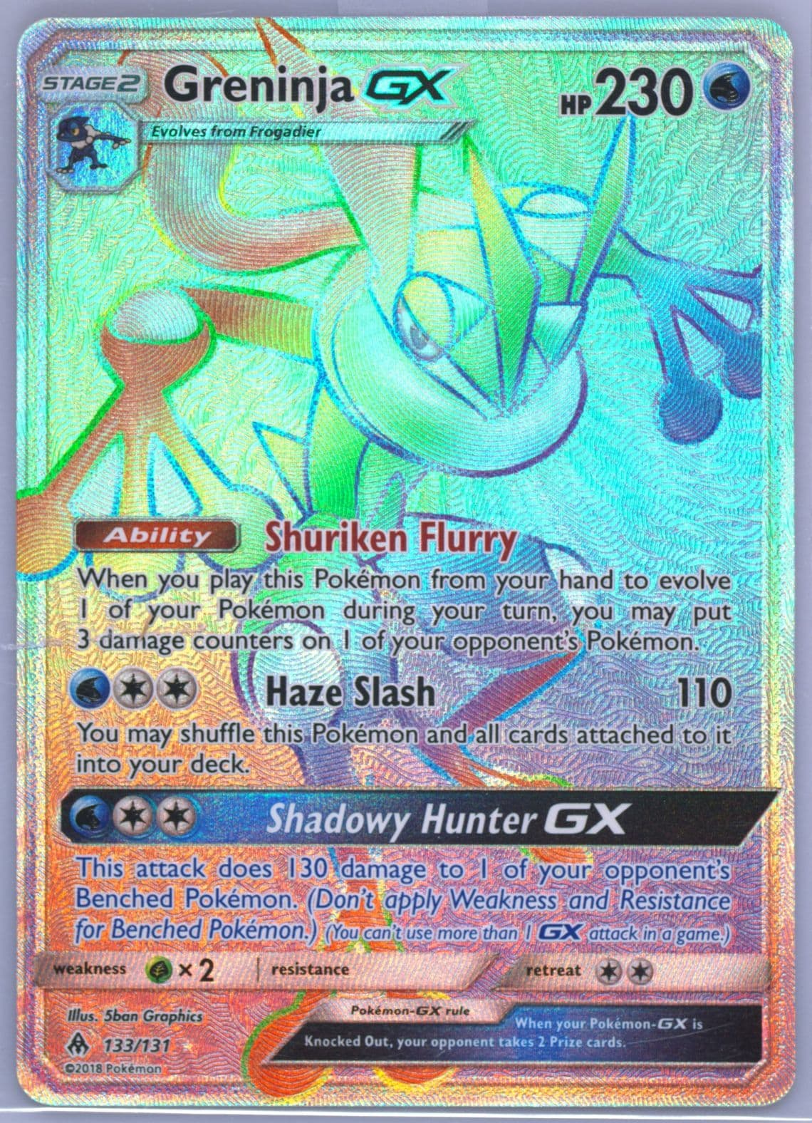 Full Art/Greninja GX Secret (133) 2018 Pokemon Sun & Moon Forbidden Light