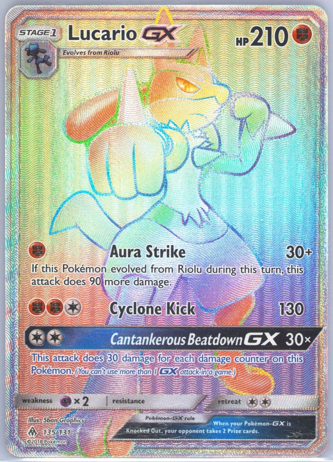 Full Art/Lucario GX Secret (135) 2018 Pokemon Sun & Moon Forbidden Light