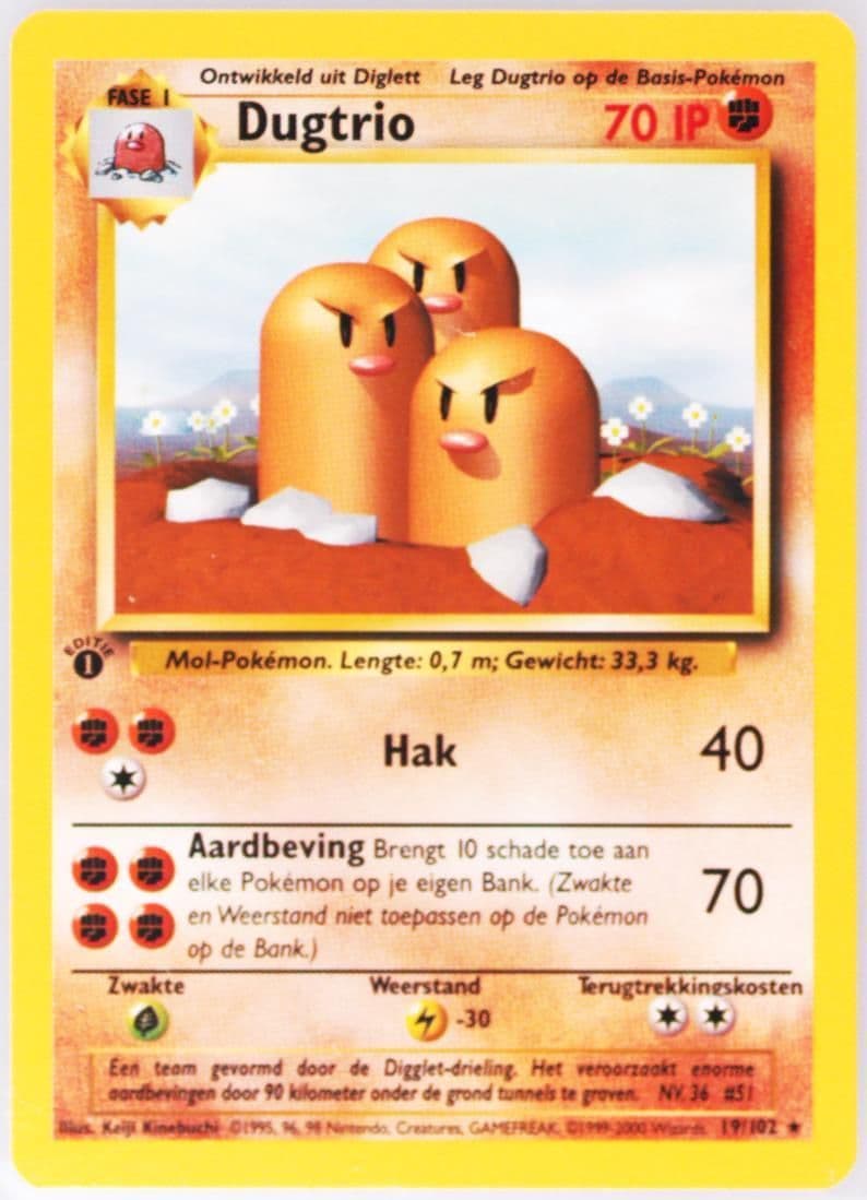 Dugtrio 1st Edition (19) 1999 Pokemon Dutch