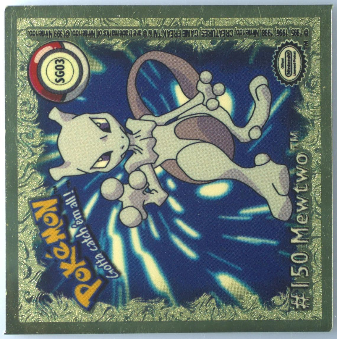 Mewtwo (SG3) 1999 Pokemon Action Flipz Sticker Hologram