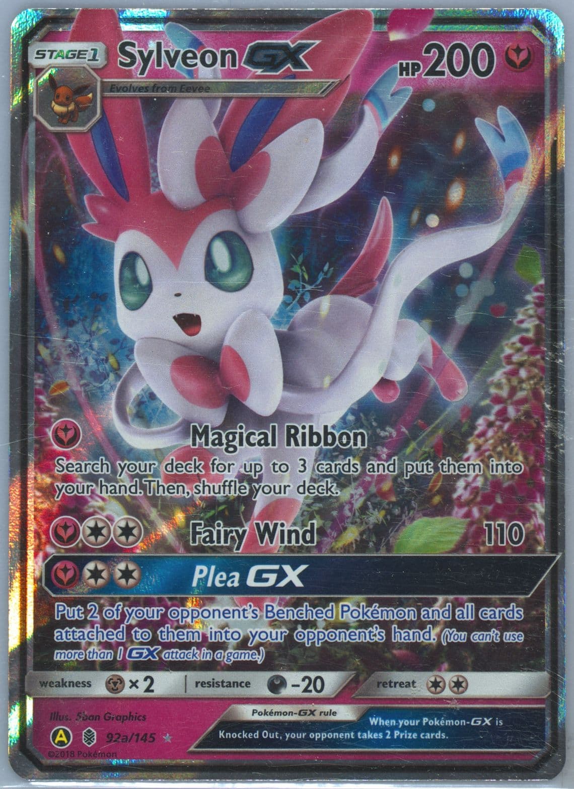 Sylveon GX Yellow A Alternate Art (92a) 2017 Pokemon Sun & Moon Guardians Rising
