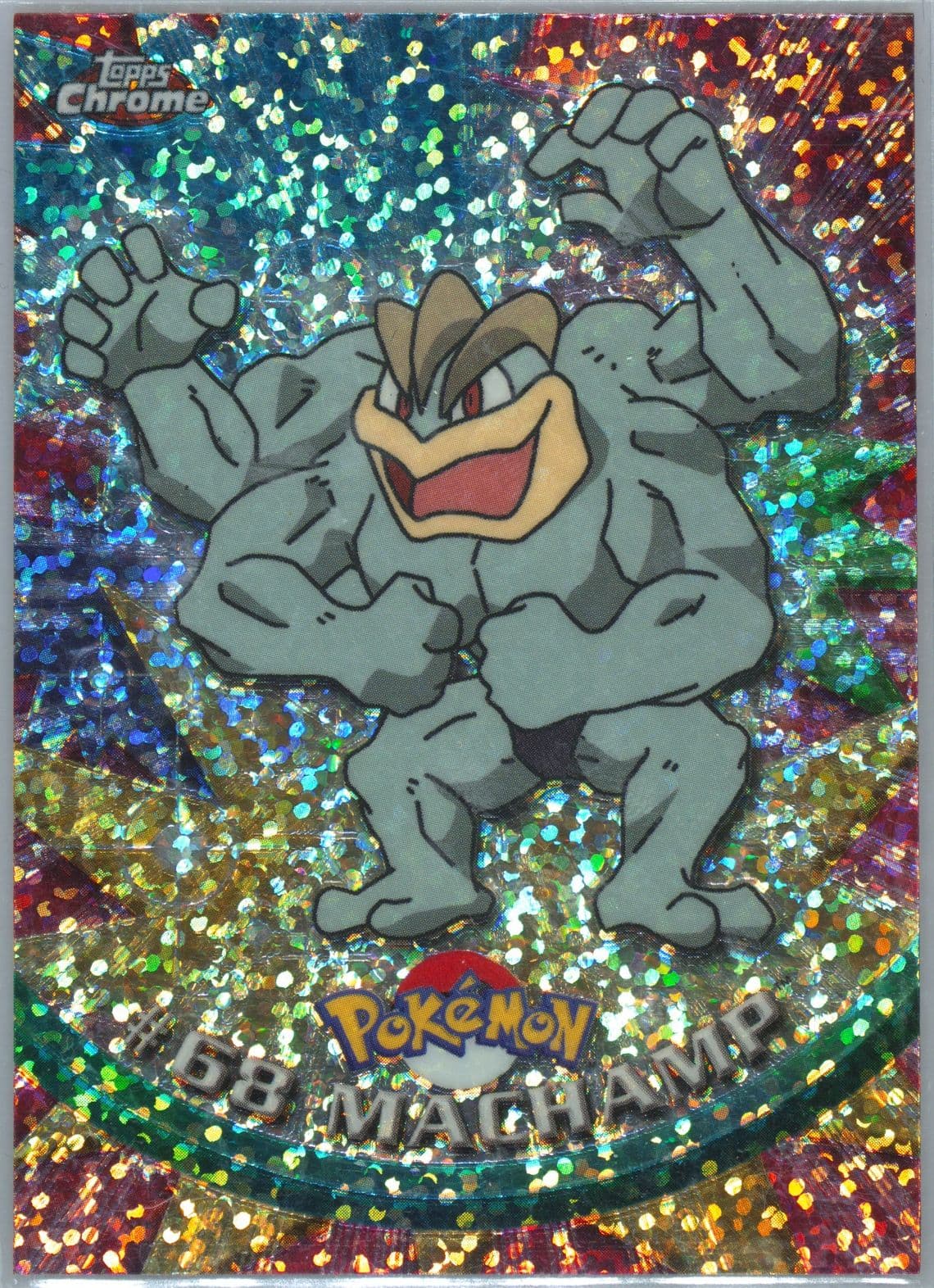 Machamp Sparkle (68) 2000 Topps Chrome Pokemon T.V.