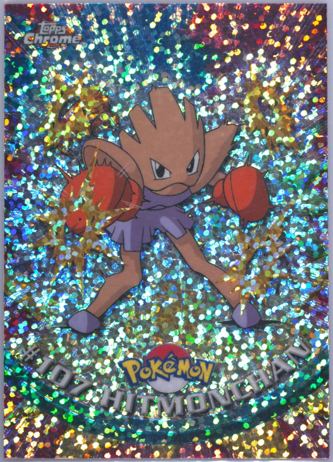 Hitmonchan Sparkle (107) 2000 Topps Chrome Pokemon T.V.