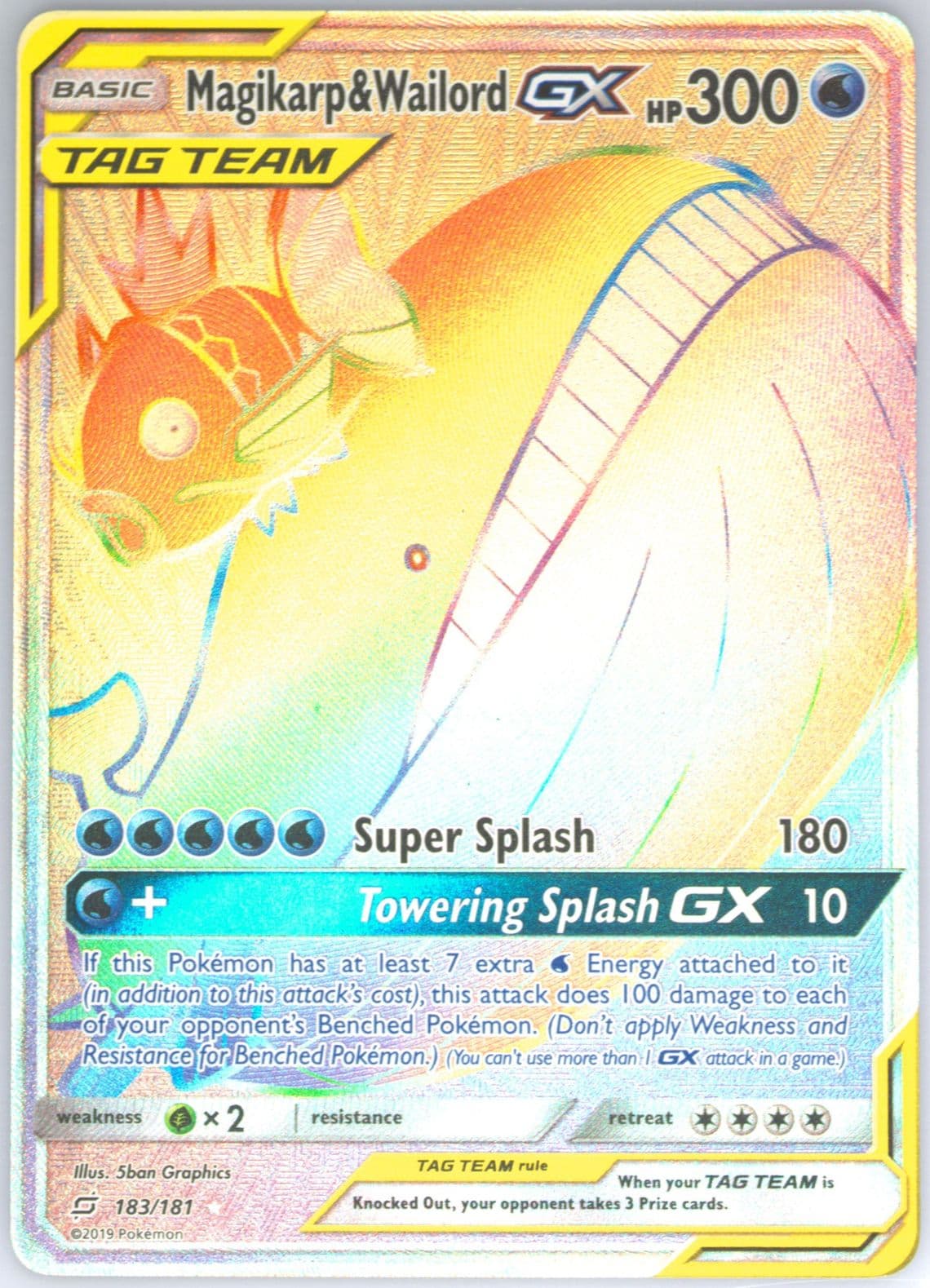 Full Art/Magikarp & Wailord GX Secret (183) 2019 Pokemon Sun & Moon Team Up