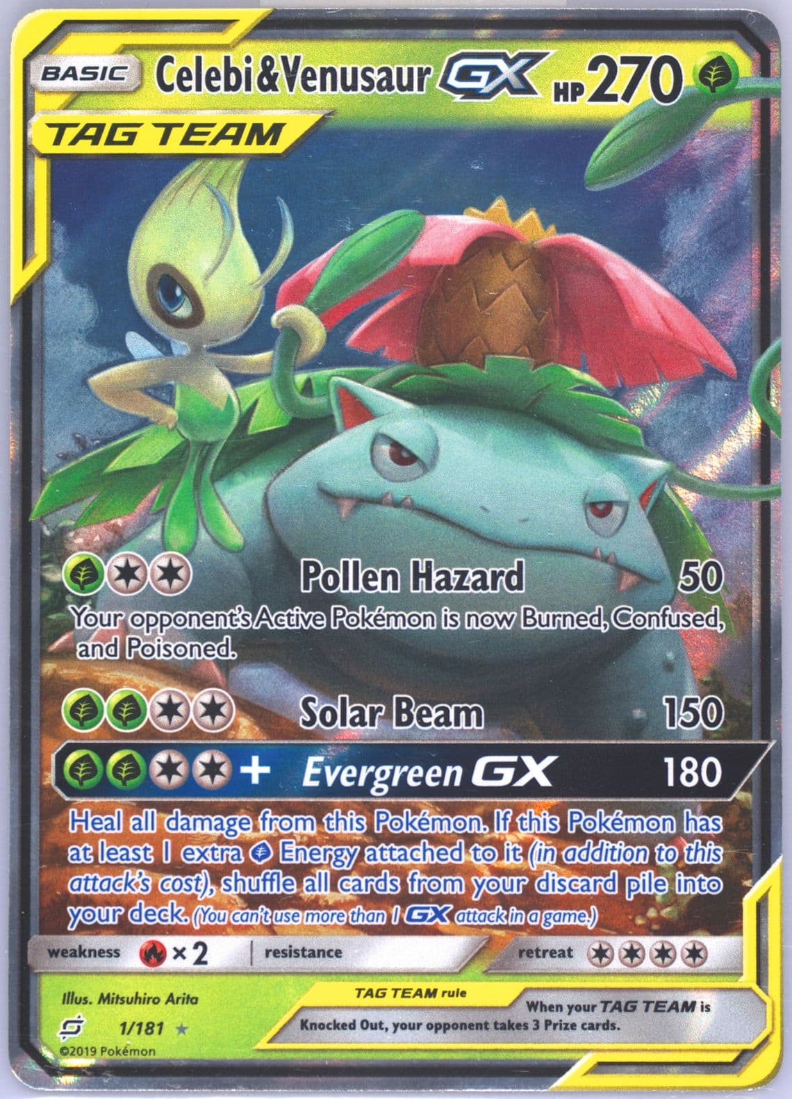 Celebi & Venusaur GX (1) 2019 Pokemon Sun & Moon Team Up