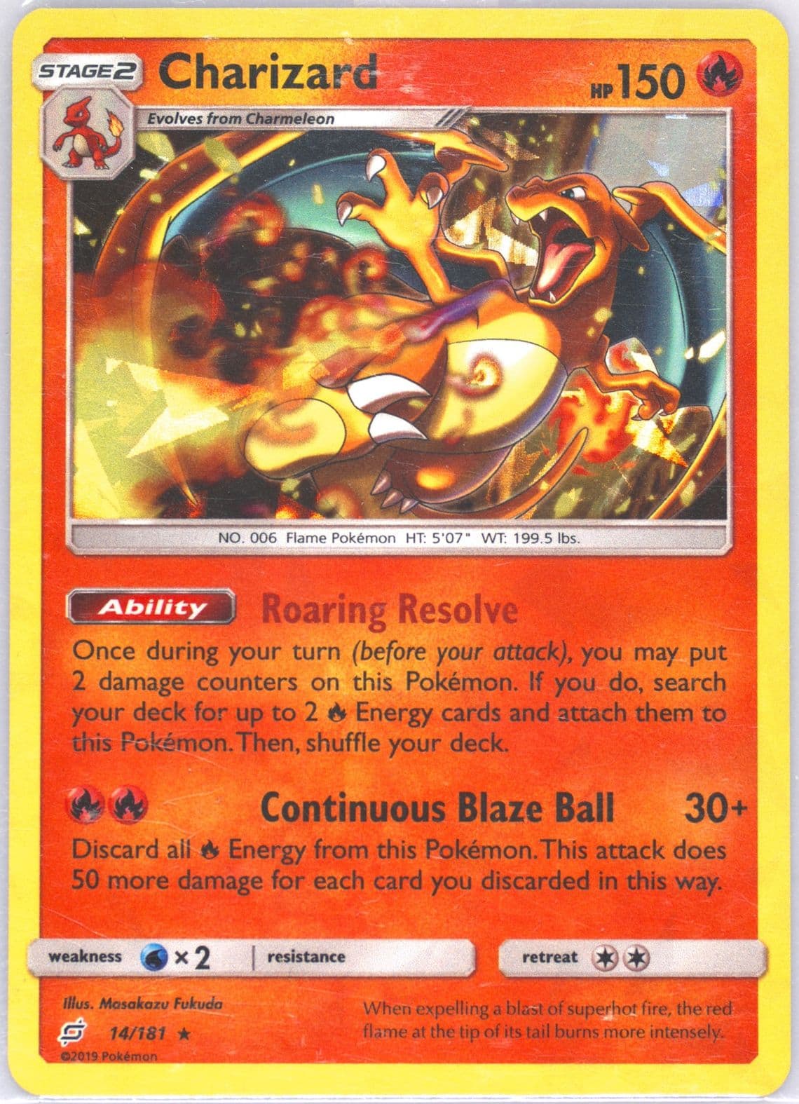 Charizard-Holo Cracked Ice (14) 2019 Pokemon Sun & Moon Team Up