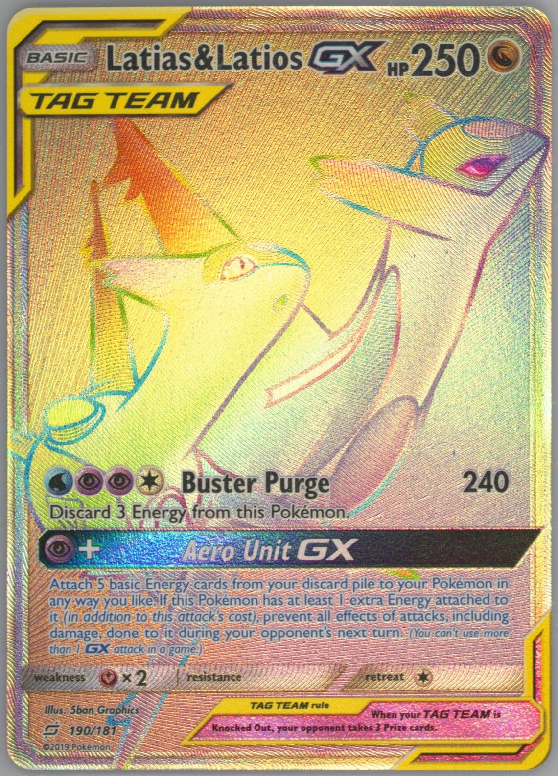Full Art/Latias & Latios GX Secret (190) 2019 Pokemon Sun & Moon Team Up
