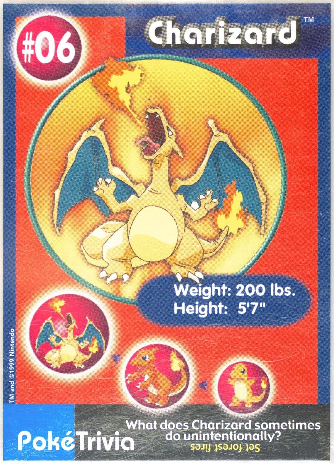 Charizard Unperforated (6) 1999 Pokemon Burger King