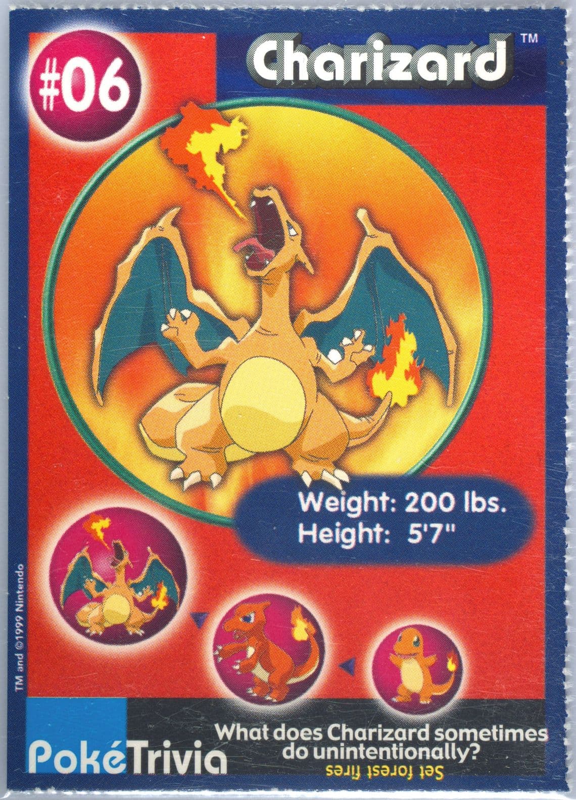 Charizard Perforated (6) 1999 Pokemon Burger King