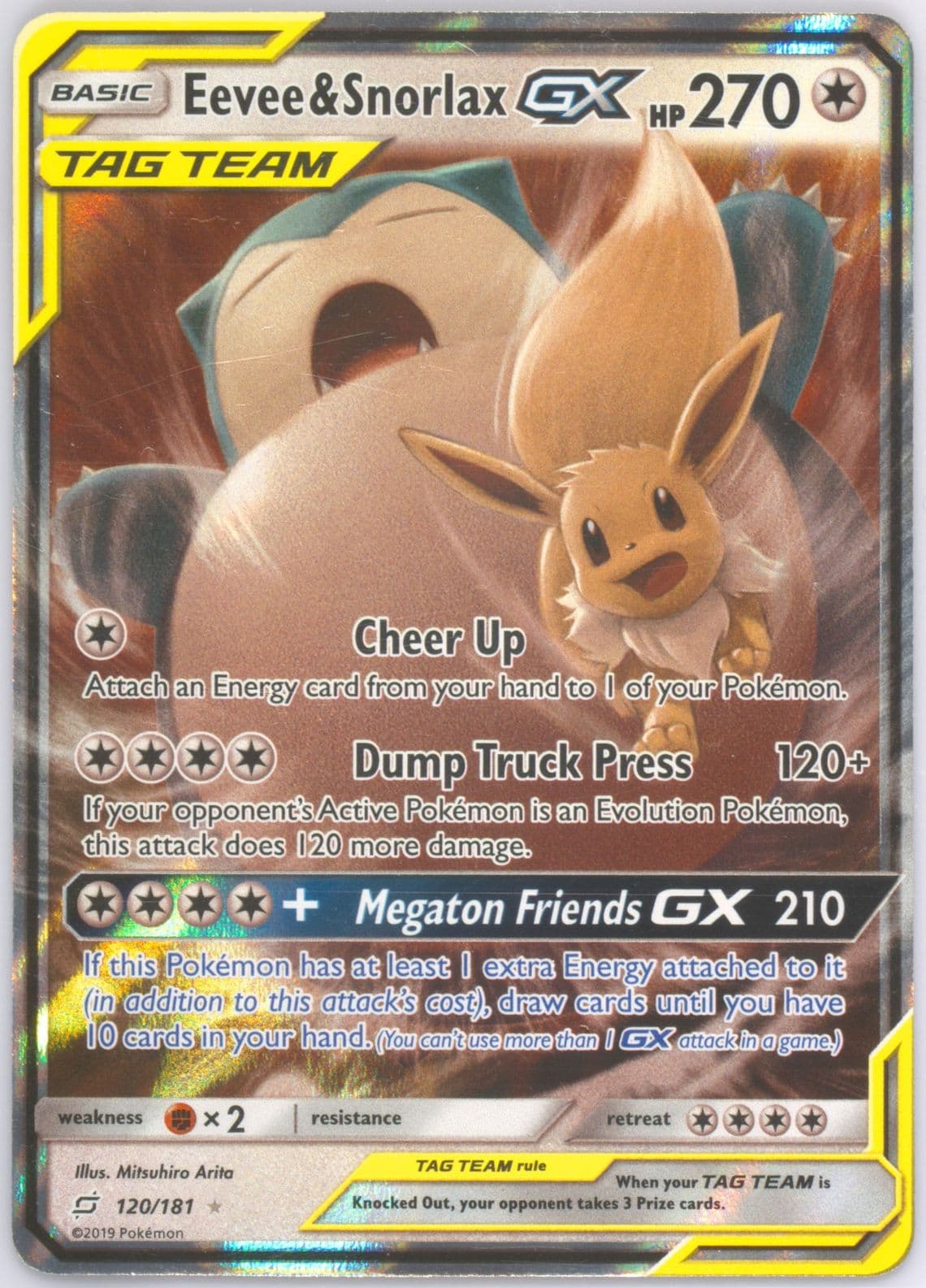 Eevee & Snorlax GX (120) 2019 Pokemon Sun & Moon Team Up
