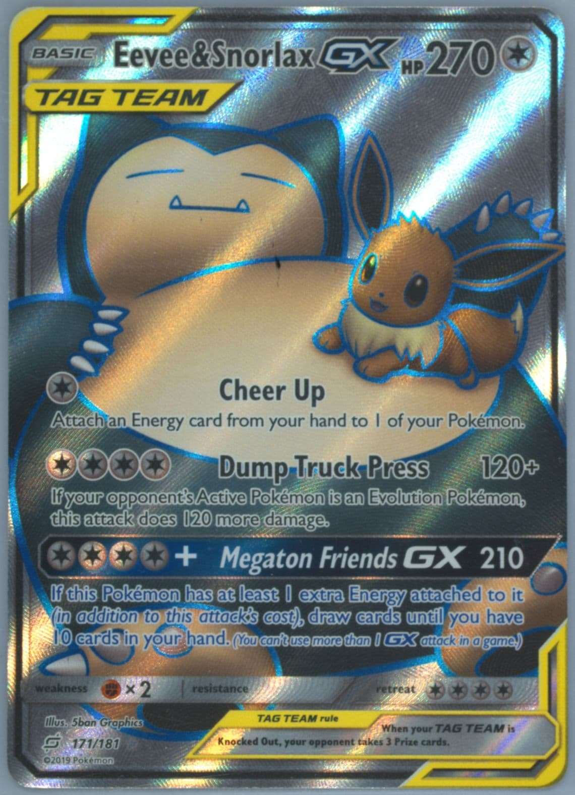 Full Art/Eevee & Snorlax GX (171) 2019 Pokemon Sun & Moon Team Up