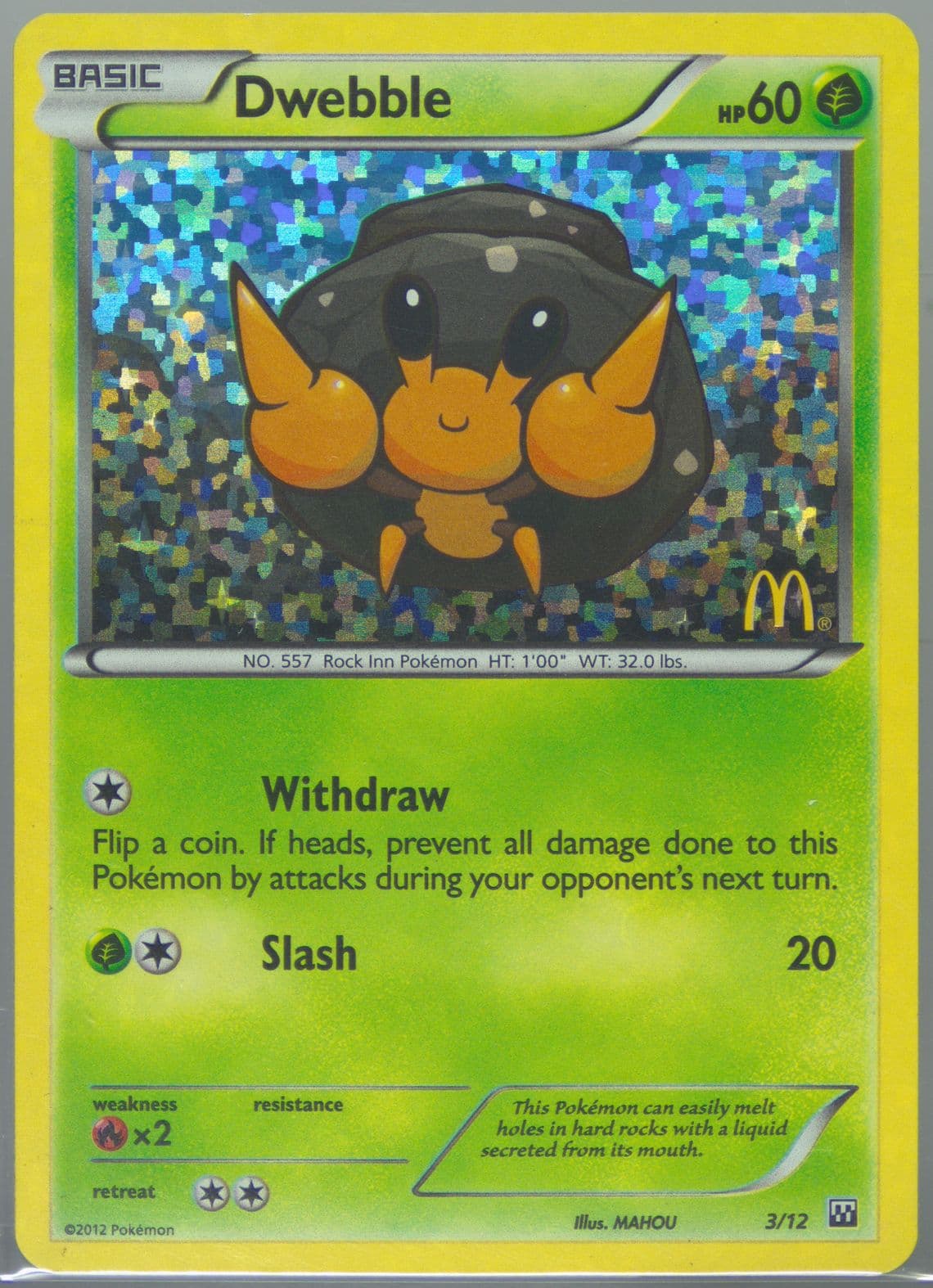 Dwebble-Holo (3) 2012 Pokemon McDonald's Collection