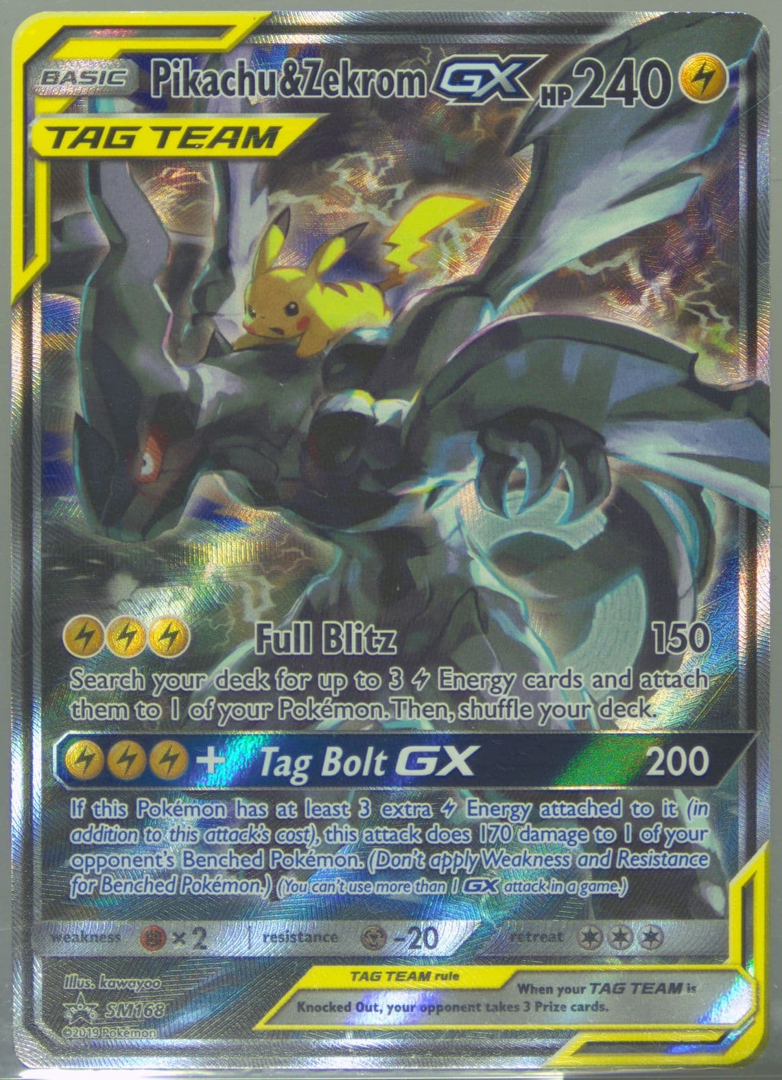 Full Art/Pikachu & Zekrom GX Tag Team Tins (SM168) 2019 Pokemon SM Black Star Promo