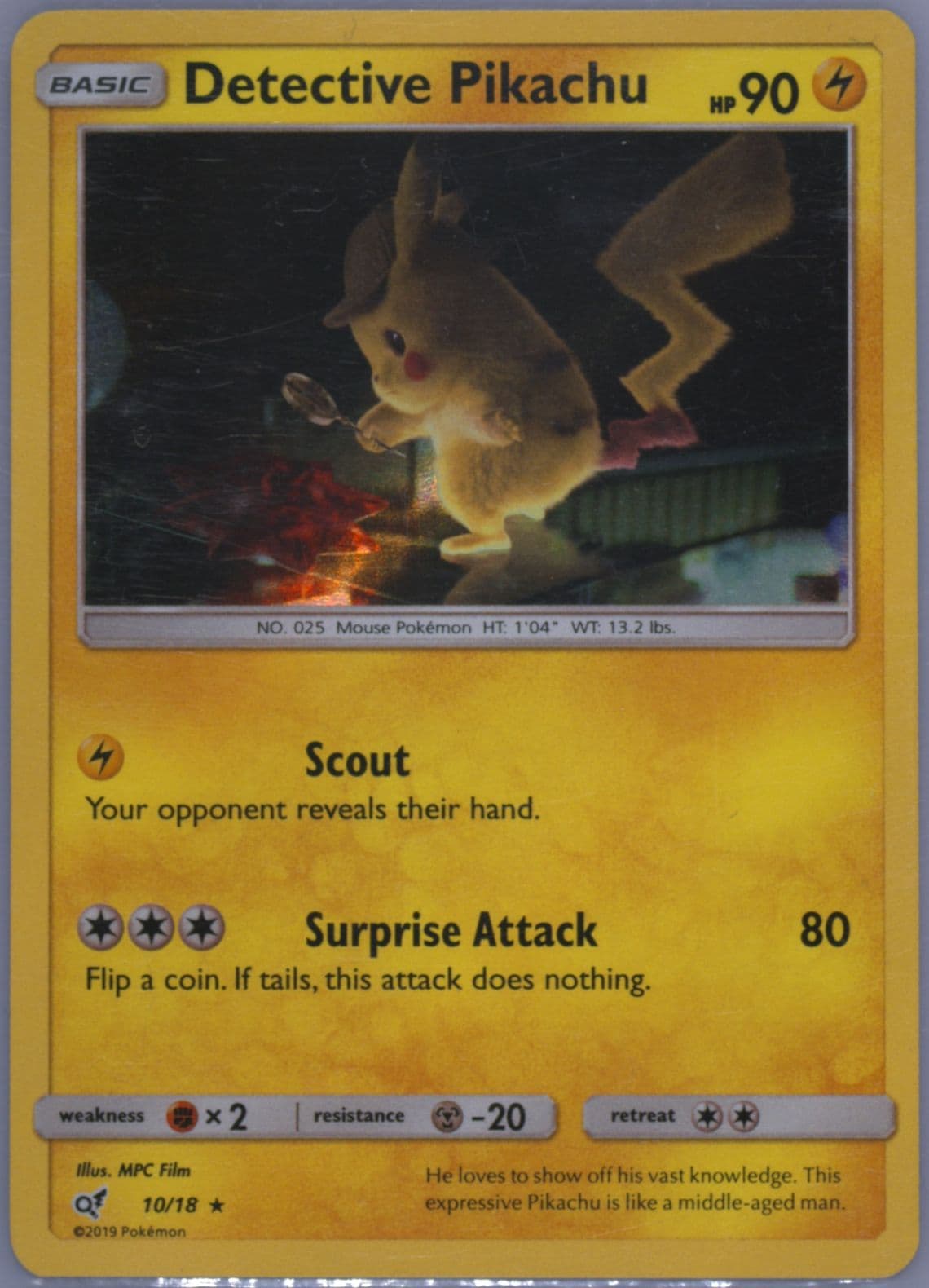 Detective Pikachu-Holo (10) 2019 Pokemon Sun & Moon Detective Pikachu