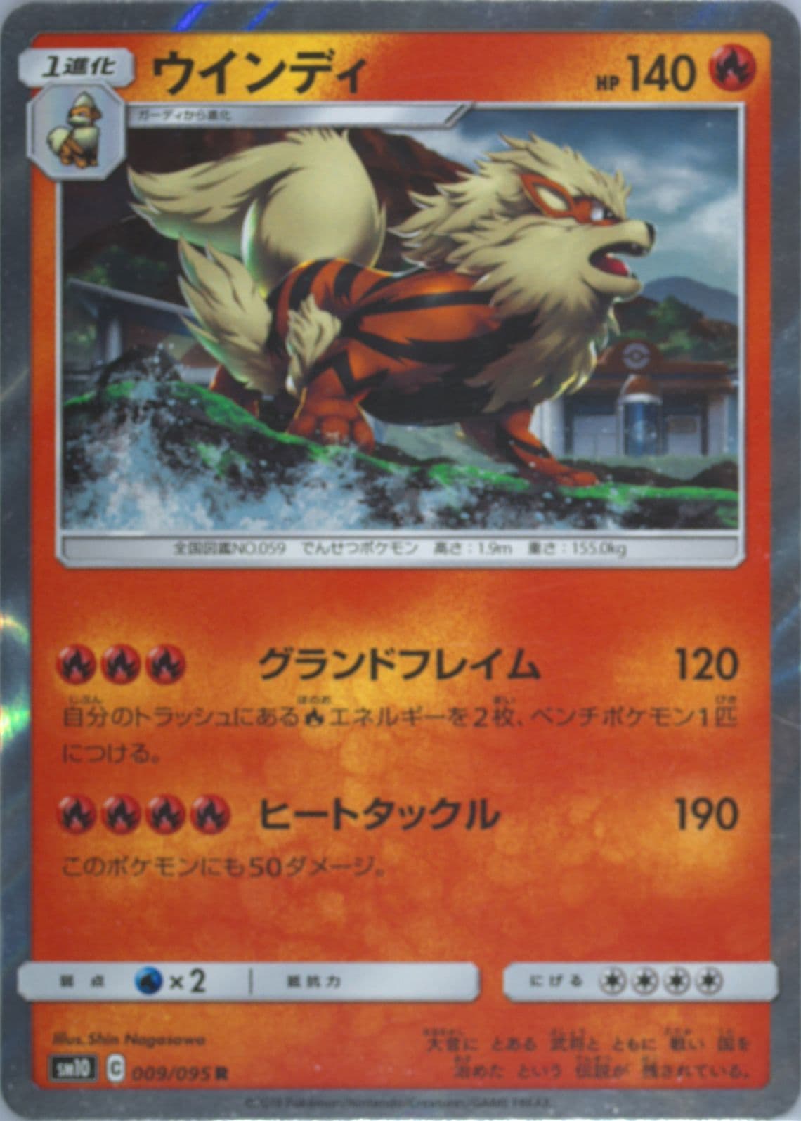 Arcanine-Holo (009) 2019 Pokemon Japanese Sun & Moon Double Blaze
