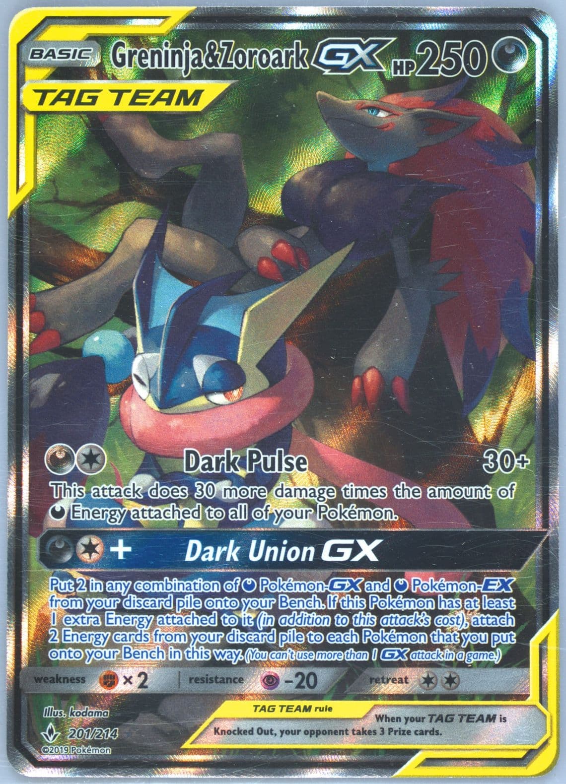 Full Art/Greninja & Zoroark GX (201) 2019 Pokemon Sun & Moon Unbroken Bonds